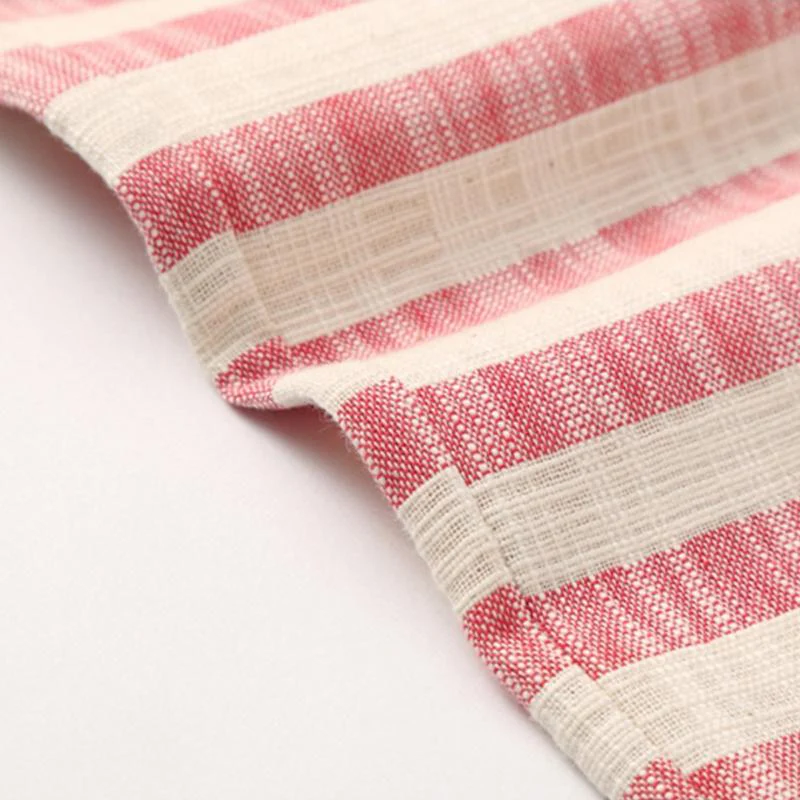 Men's Casal Cotn Linen Stripe Elastic Waist Straight Shorts - Image 5