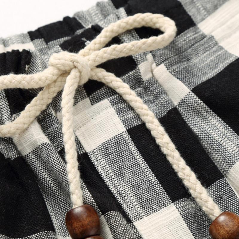Men's Casal Cotn Linen Stripe Elastic Waist Straight Shorts - Image 8