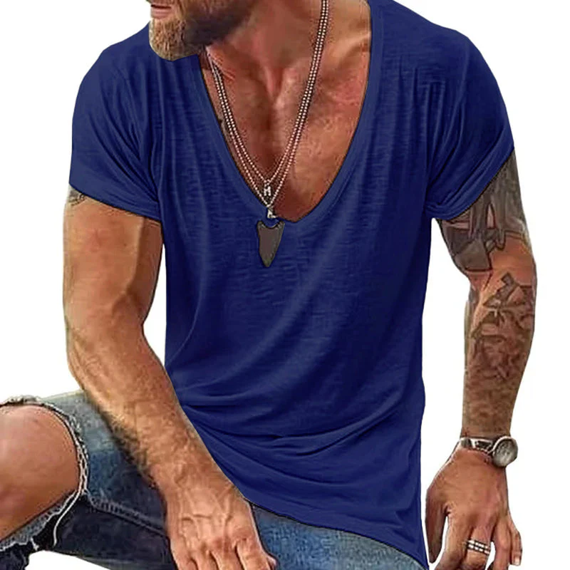 Men's Casal Cotn V Neck Short-Sleeved T-Shirt - Image 10