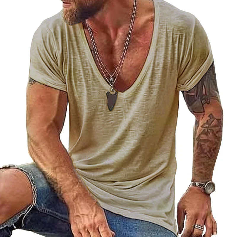 Men's Casal Cotn V Neck Short-Sleeved T-Shirt - Image 11