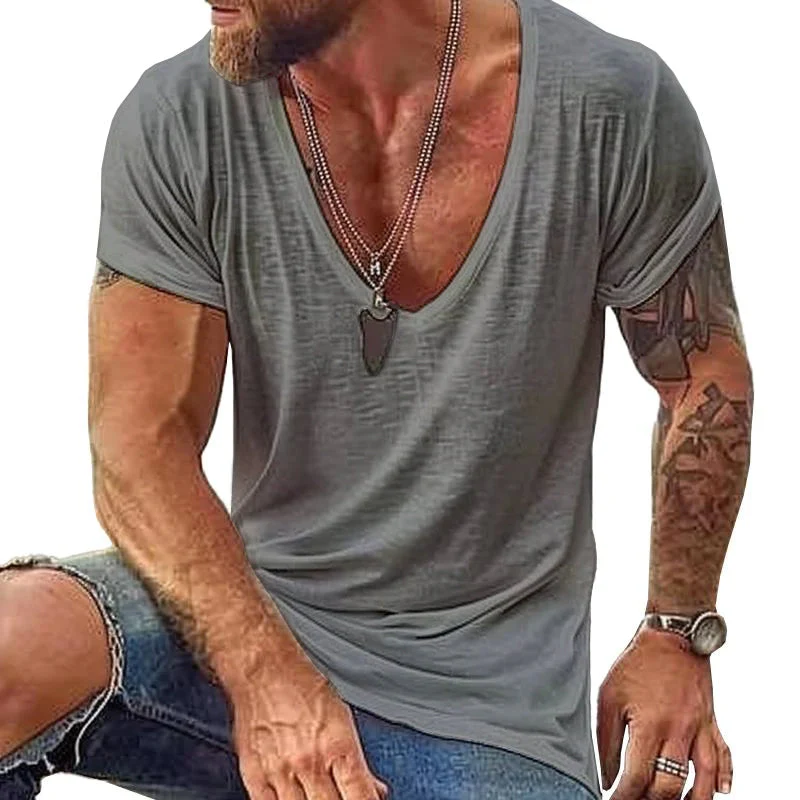 Men's Casal Cotn V Neck Short-Sleeved T-Shirt - Image 12