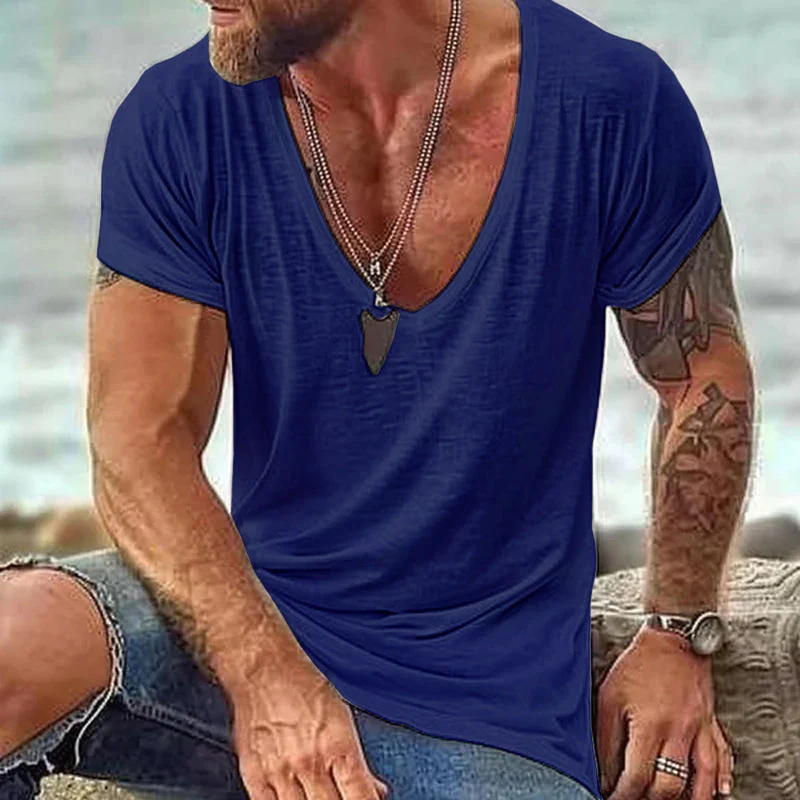 Men's Casal Cotn V Neck Short-Sleeved T-Shirt - Image 4