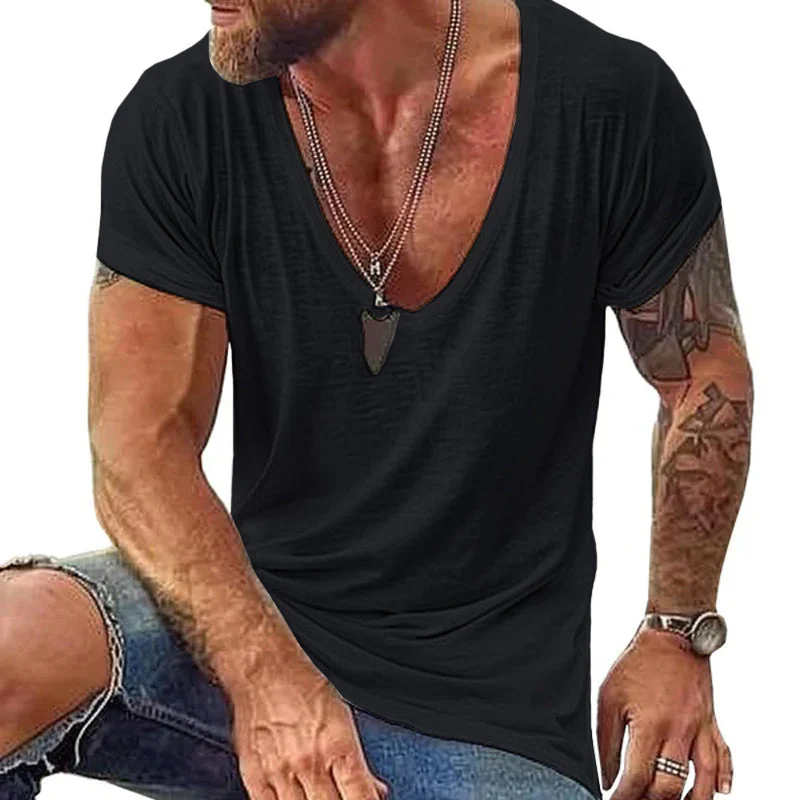 Men's Casal Cotn V Neck Short-Sleeved T-Shirt - Image 7