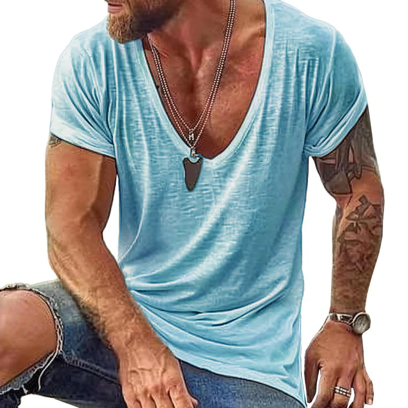 Men's Casal Cotn V Neck Short-Sleeved T-Shirt - Image 8