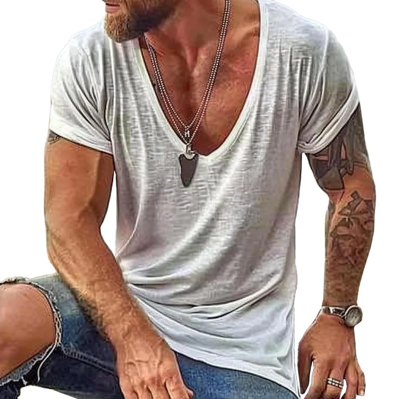 Men's Casal Cotn V Neck Short-Sleeved T-Shirt - Image 9