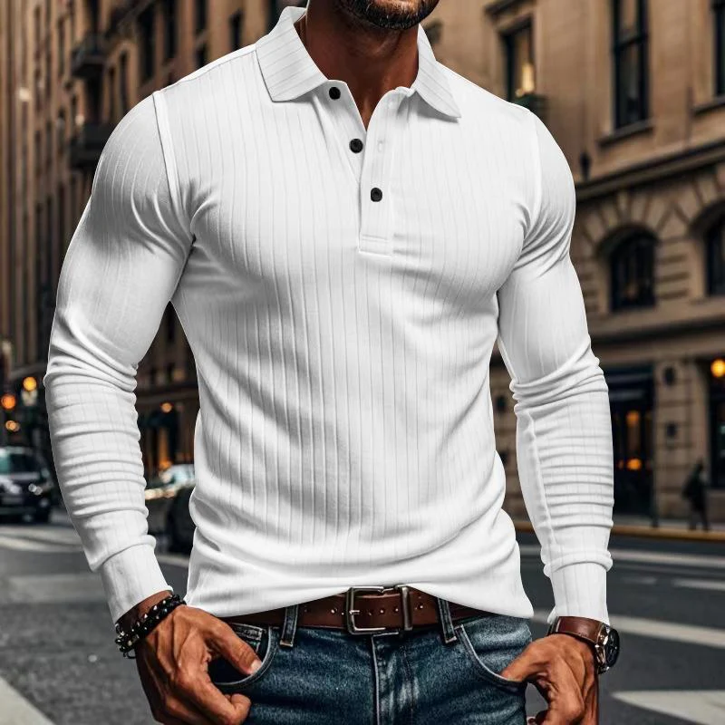 Men's Casal Elastic Long Sleeve POLO Shirt - Image 16