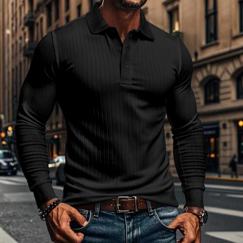 Men's Casal Elastic Long Sleeve POLO Shirt - Image 18