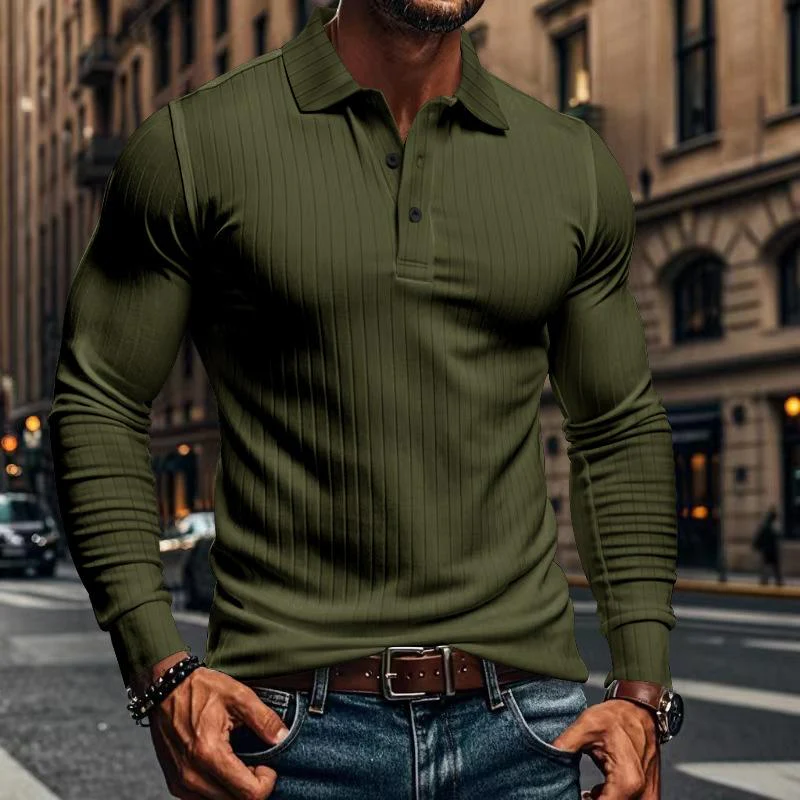 Men's Casal Elastic Long Sleeve POLO Shirt - Image 19