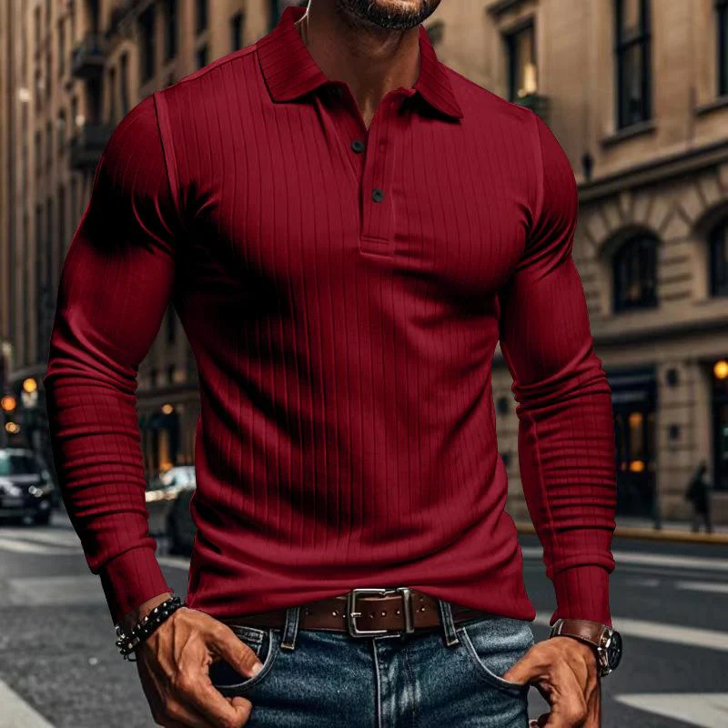 Men's Casal Elastic Long Sleeve POLO Shirt - Image 22