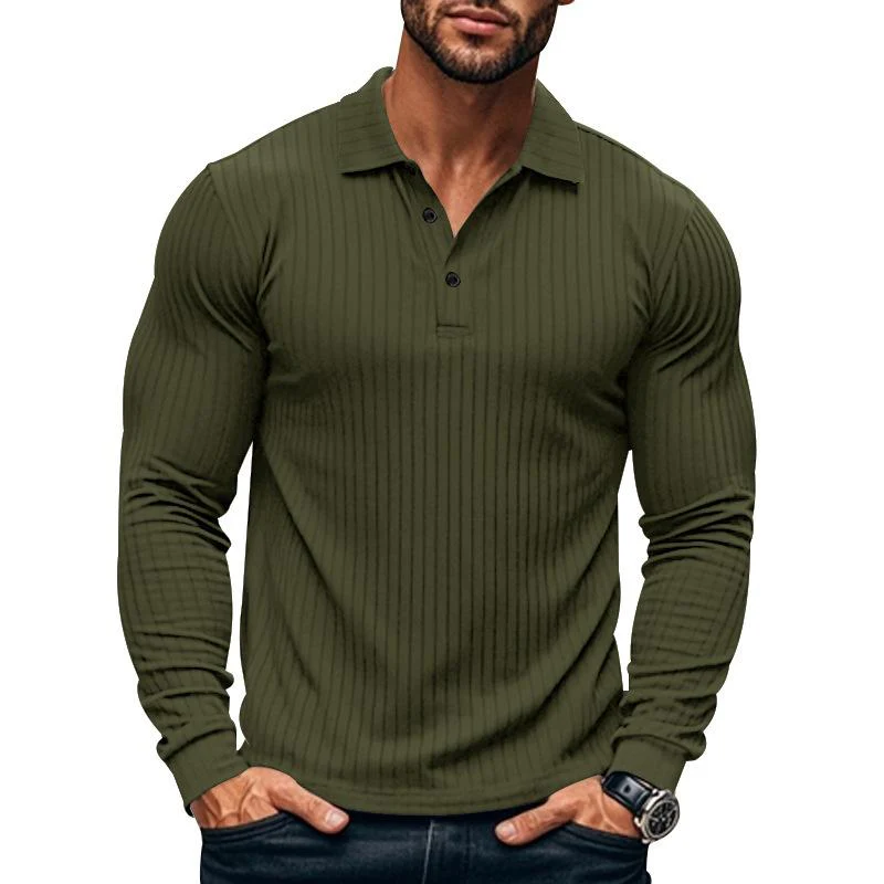 Men's Casal Elastic Long Sleeve POLO Shirt - Image 3