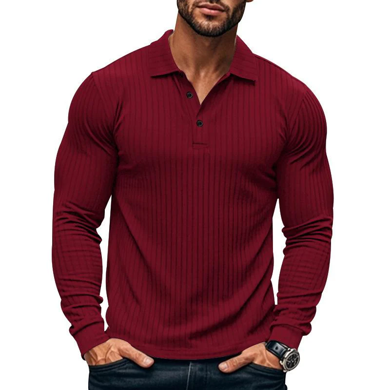 Men's Casal Elastic Long Sleeve POLO Shirt - Image 6