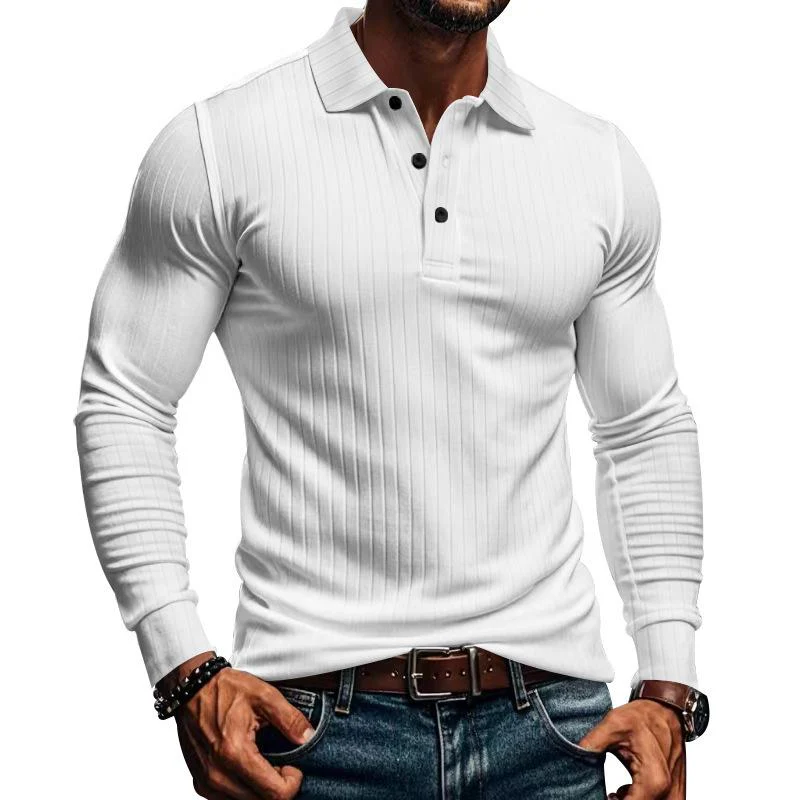 Men's Casal Elastic Long Sleeve POLO Shirt - Image 7