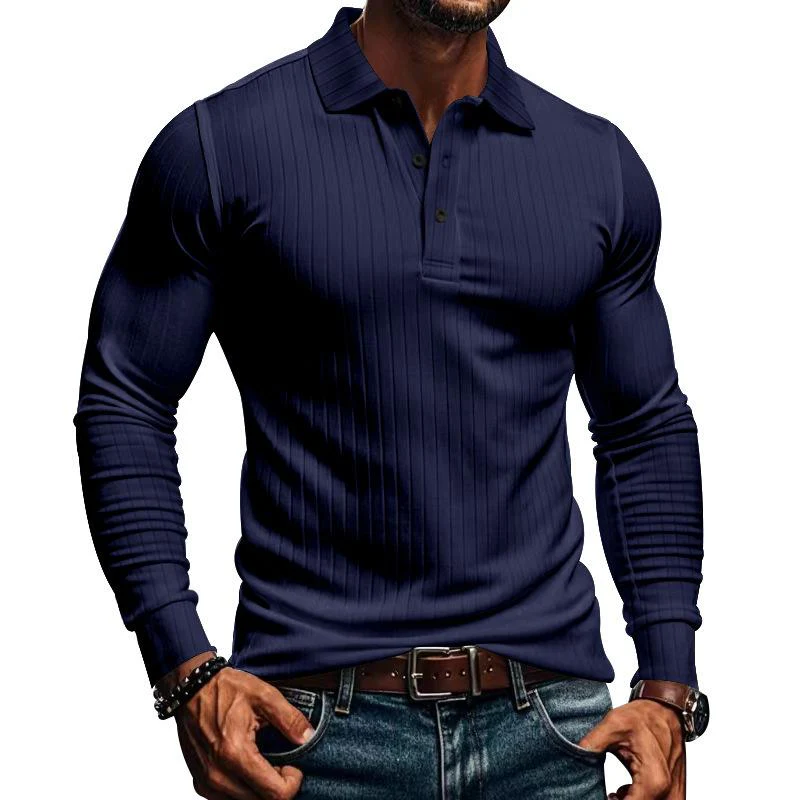 Men's Casal Elastic Long Sleeve POLO Shirt - Image 8