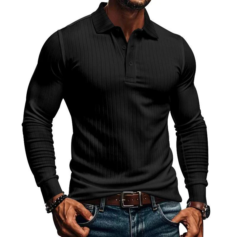 Men's Casal Elastic Long Sleeve POLO Shirt - Image 9