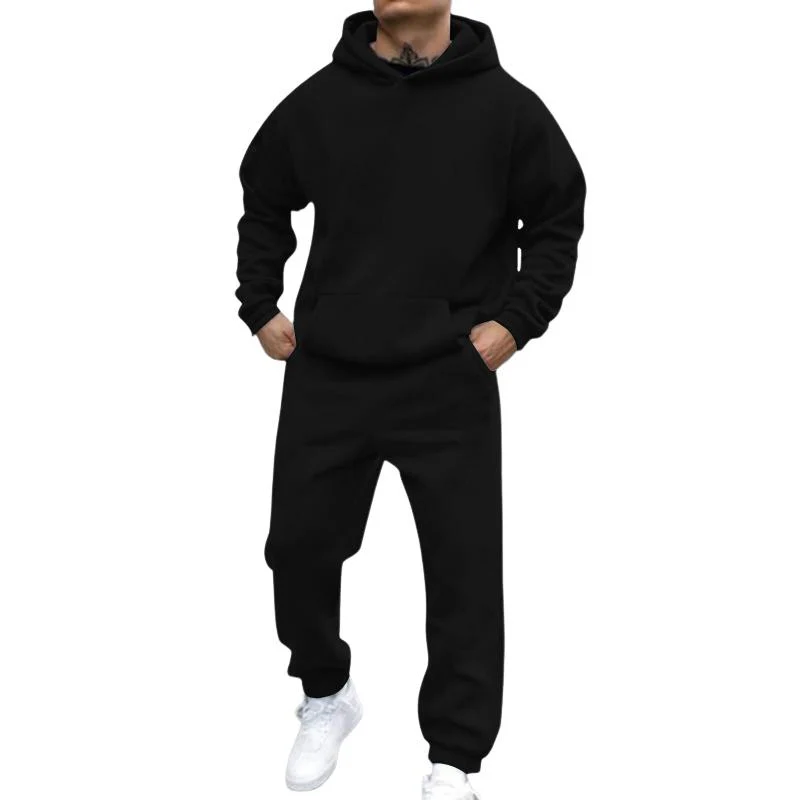Men's Casal Loose Fleece Long-sleeved Hoodie Sweatpants Set - Image 4
