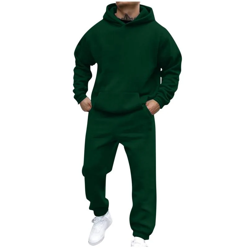 Men's Casal Loose Fleece Long-sleeved Hoodie Sweatpants Set - Image 6