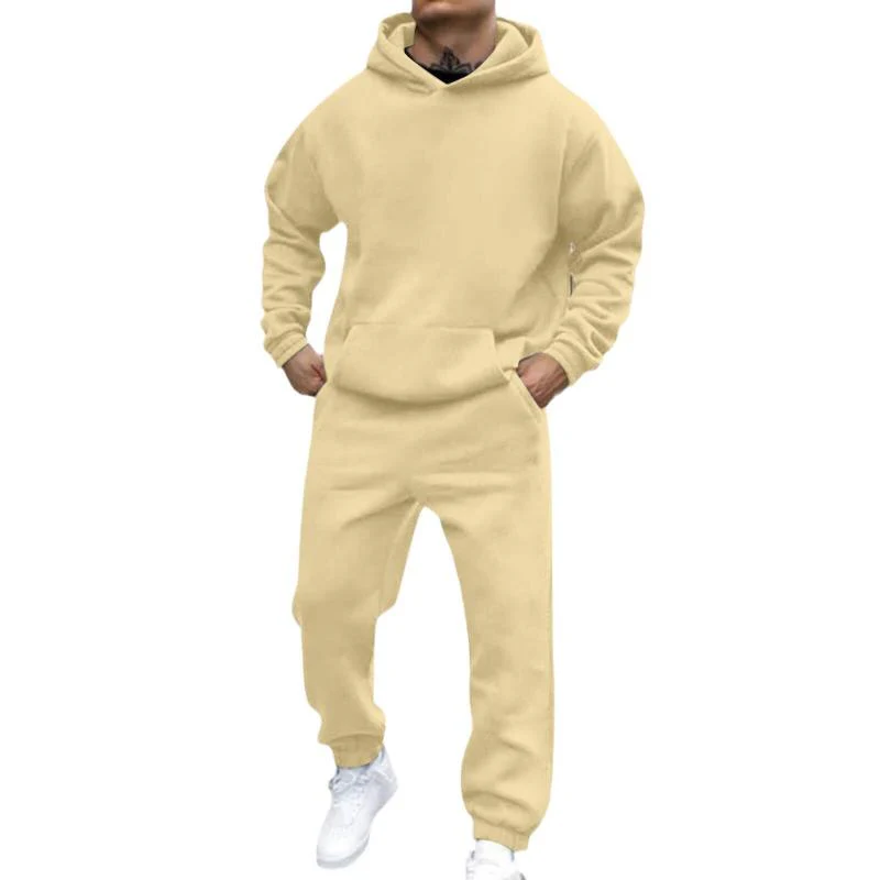 Men's Casal Loose Fleece Long-sleeved Hoodie Sweatpants Set - Image 7