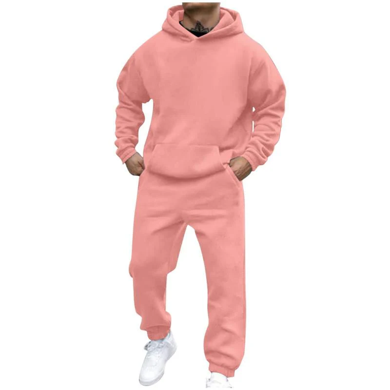 Men's Casal Loose Fleece Long-sleeved Hoodie Sweatpants Set - Image 8