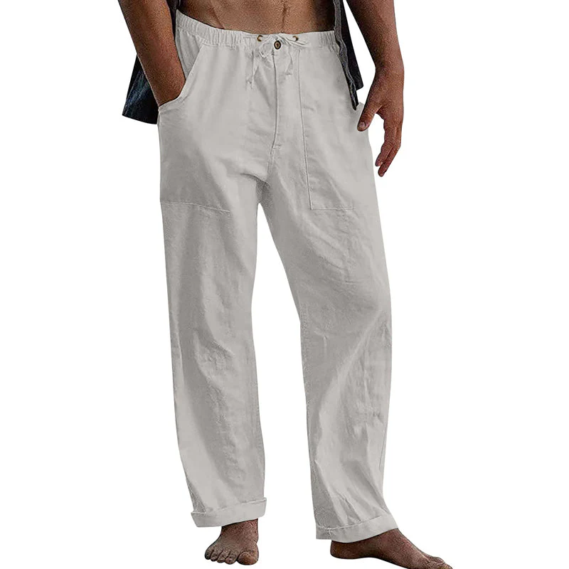 Men's Casal Solid Color Cotn Linen Pants - Image 2