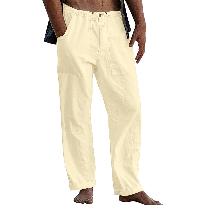 Men's Casal Solid Color Cotn Linen Pants - Image 3