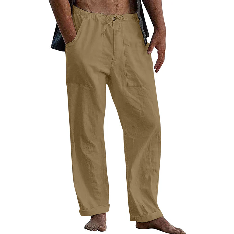 Men's Casal Solid Color Cotn Linen Pants - Image 4