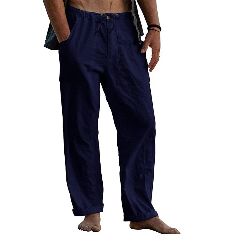 Men's Casal Solid Color Cotn Linen Pants - Image 5