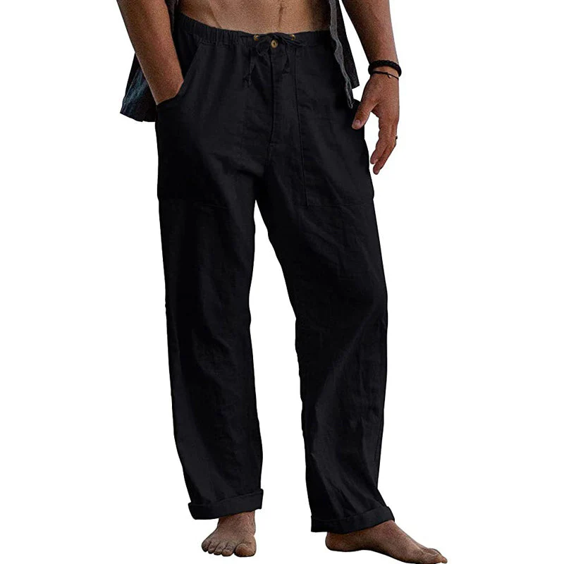 Men's Casal Solid Color Cotn Linen Pants - Image 6