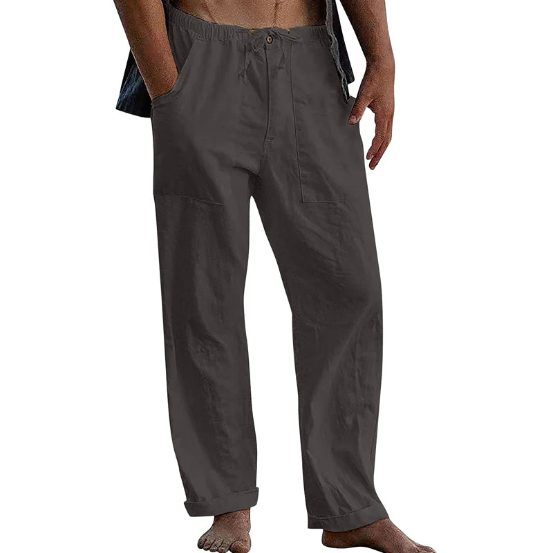 Men's Casal Solid Color Cotn Linen Pants - Image 7