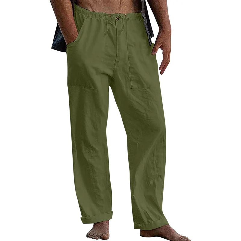 Men's Casal Solid Color Cotn Linen Pants - Image 8