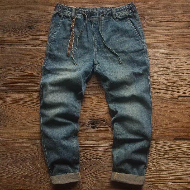 Men's Casal Solid Color Drawstring Straight Jeans - Image 2