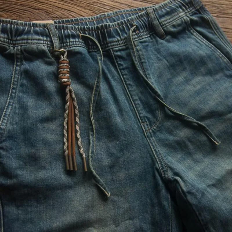 Men's Casal Solid Color Drawstring Straight Jeans - Image 3