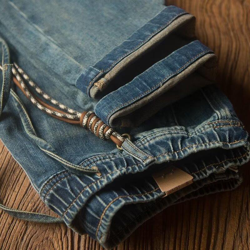 Men's Casal Solid Color Drawstring Straight Jeans - Image 4