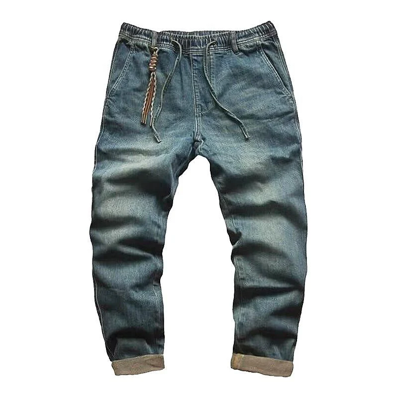 Men's Casal Solid Color Drawstring Straight Jeans - Image 5