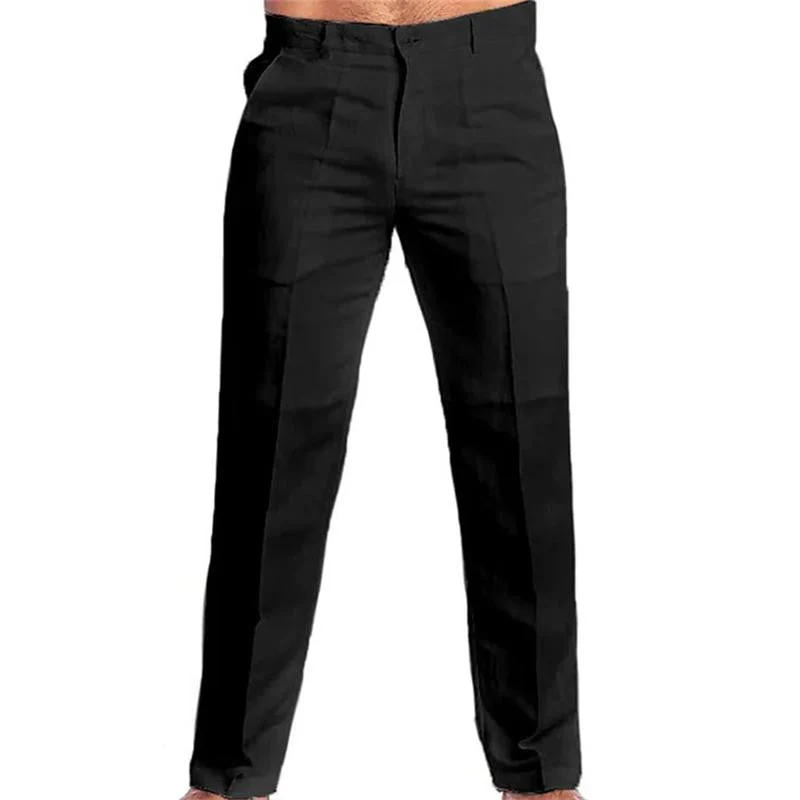 Men's Casal Solid Color Linen Blend Loose Casal Pants - Image 2