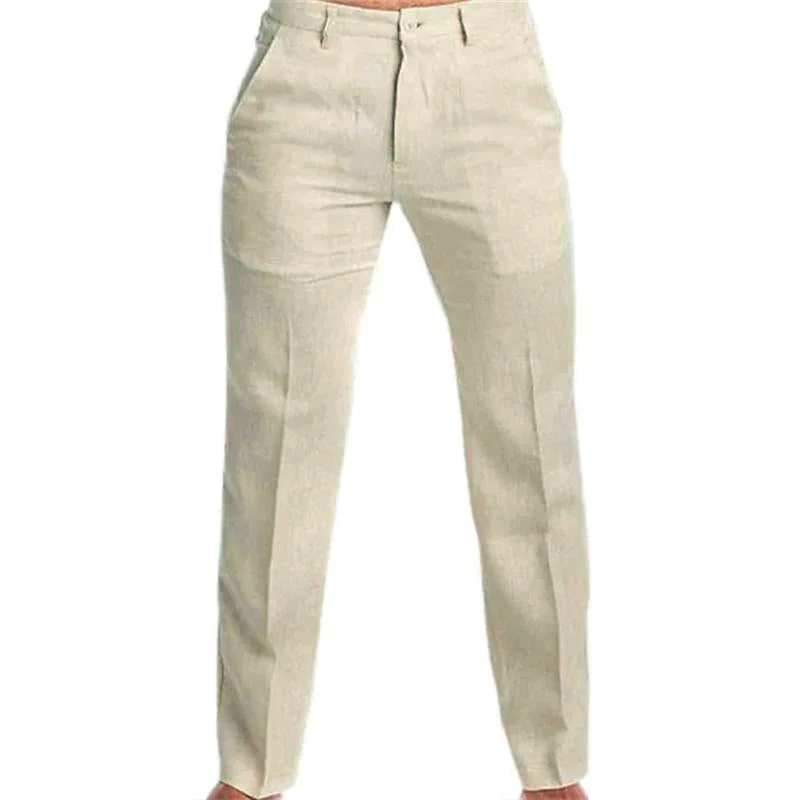 Men's Casal Solid Color Linen Blend Loose Casal Pants - Image 3
