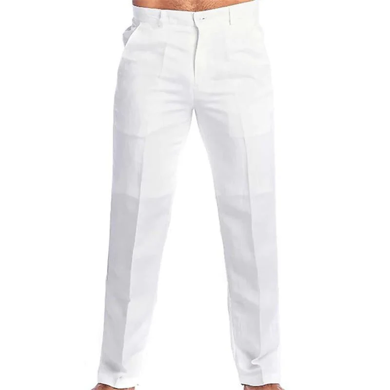 Men's Casal Solid Color Linen Blend Loose Casal Pants - Image 4