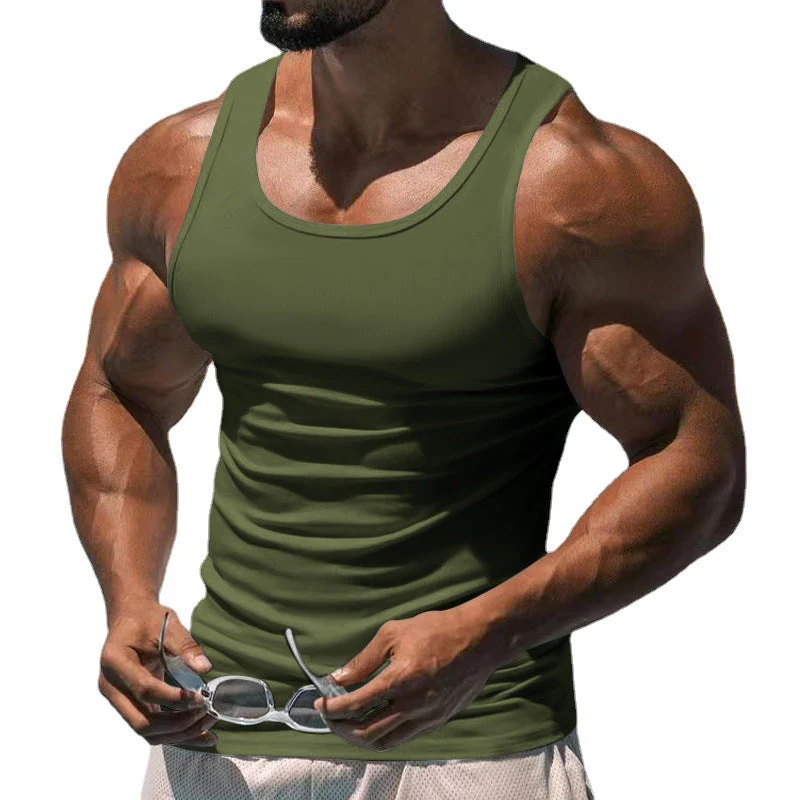 Men's Casal Sports Solid Color Crew Neck Cotn Blend Tank p - Image 3