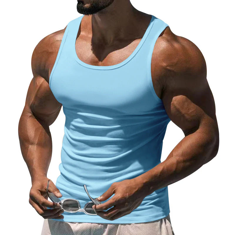Men's Casal Sports Solid Color Crew Neck Cotn Blend Tank p - Image 4