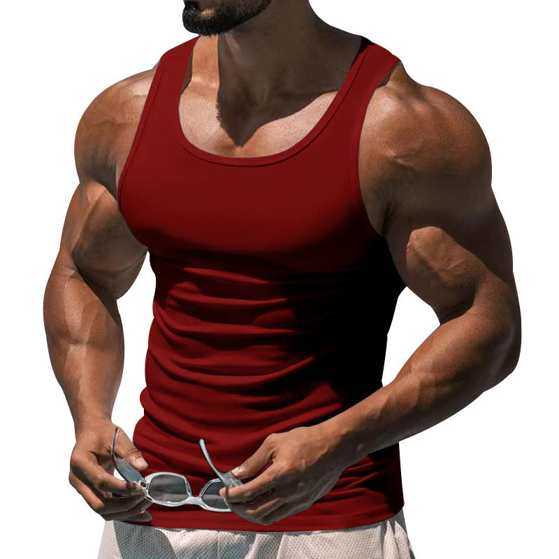 Men's Casal Sports Solid Color Crew Neck Cotn Blend Tank p - Image 5