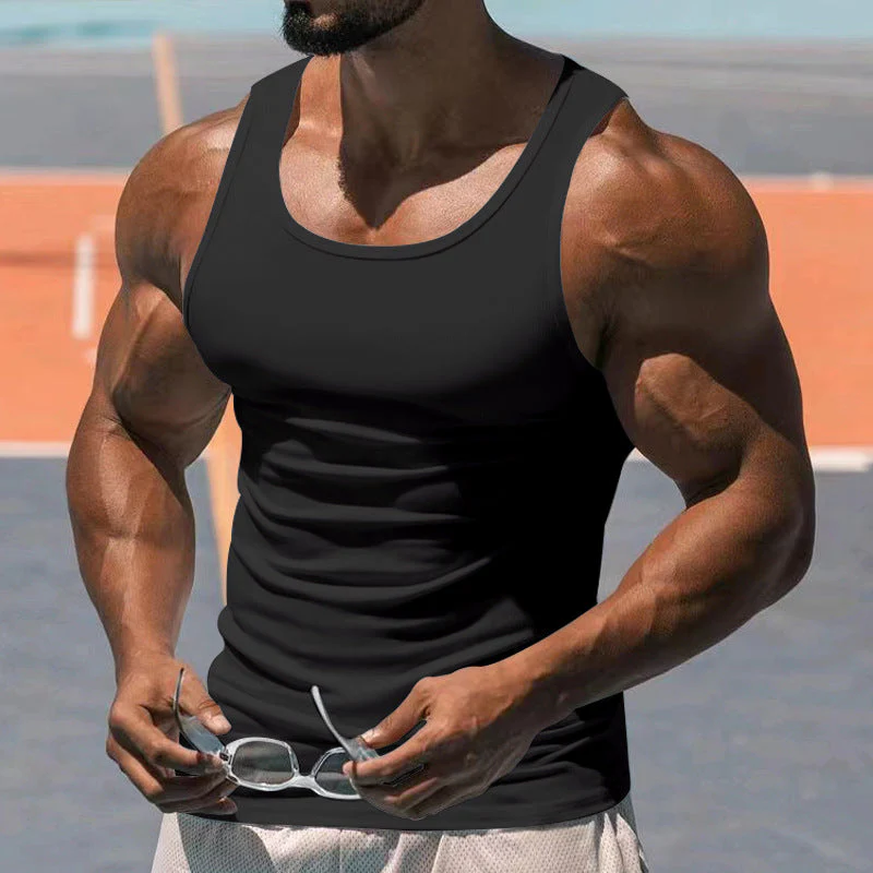 Men's Casal Sports Solid Color Crew Neck Cotn Blend Tank p - Image 6