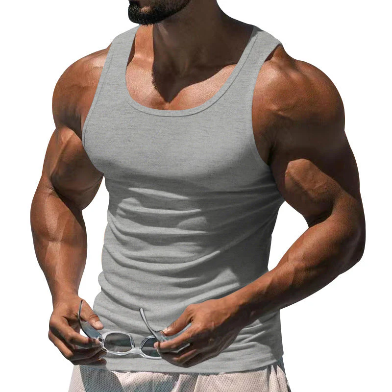 Men's Casal Sports Solid Color Crew Neck Cotn Blend Tank p - Image 7