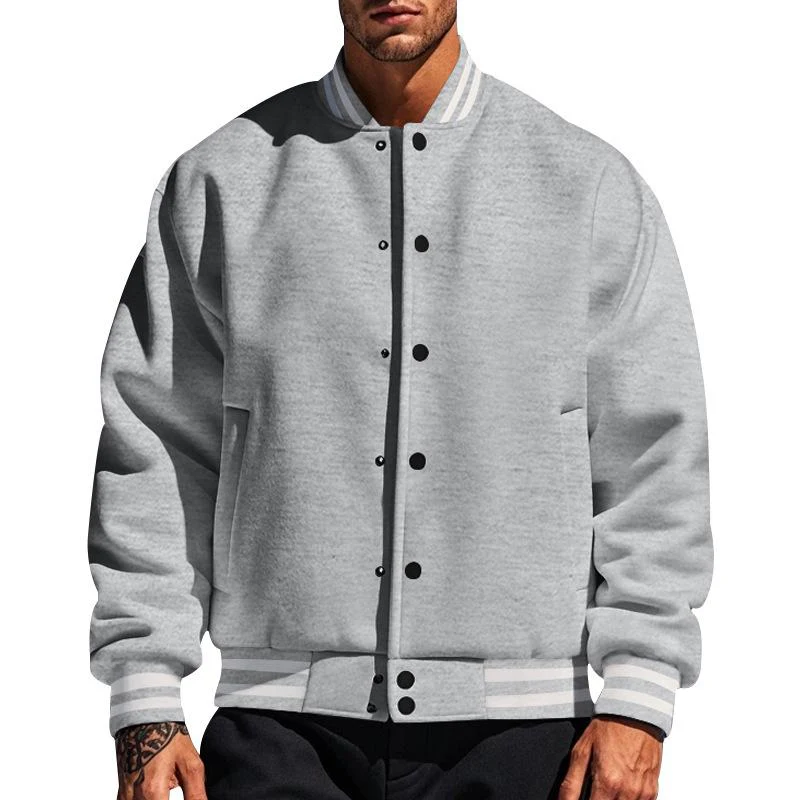 Men's Casal Stand Collar Fleece Sports Baseball Jacket - Image 10