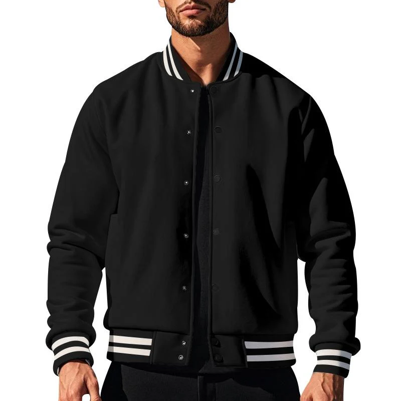 Men's Casal Stand Collar Fleece Sports Baseball Jacket - Image 11