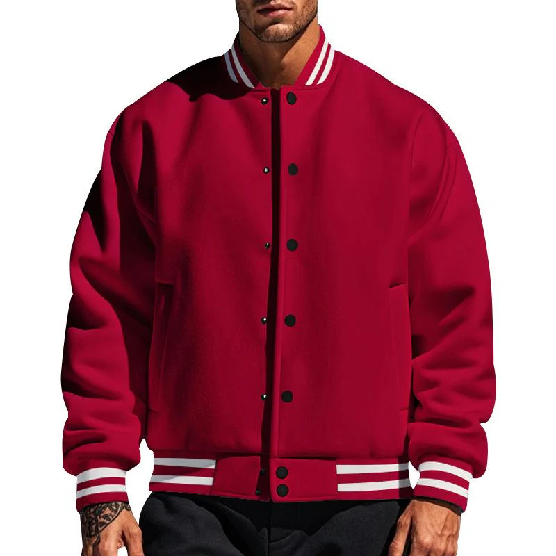 Men's Casal Stand Collar Fleece Sports Baseball Jacket - Image 12