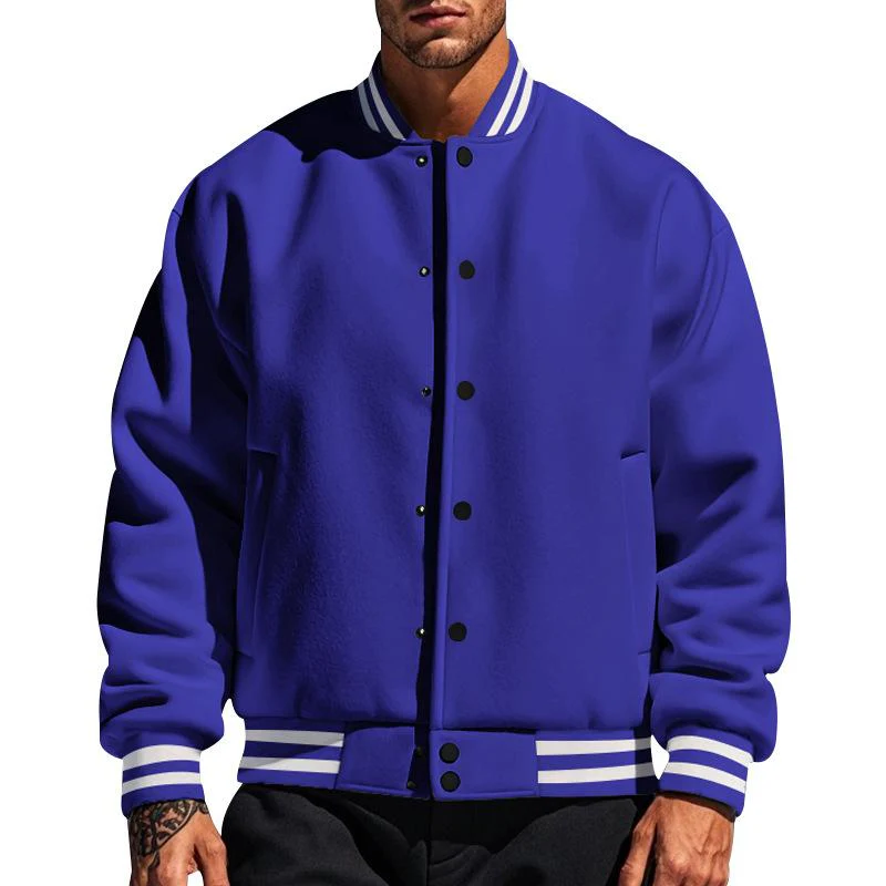 Men's Casal Stand Collar Fleece Sports Baseball Jacket - Image 13