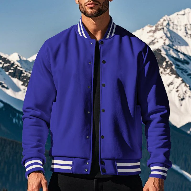 Men's Casal Stand Collar Fleece Sports Baseball Jacket - Image 2