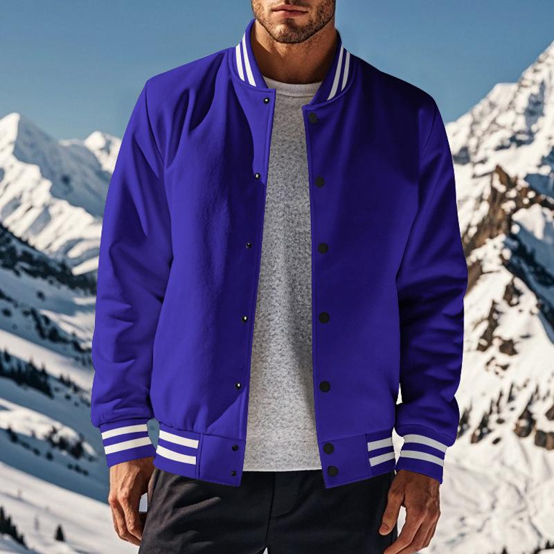 Men's Casal Stand Collar Fleece Sports Baseball Jacket - Image 3