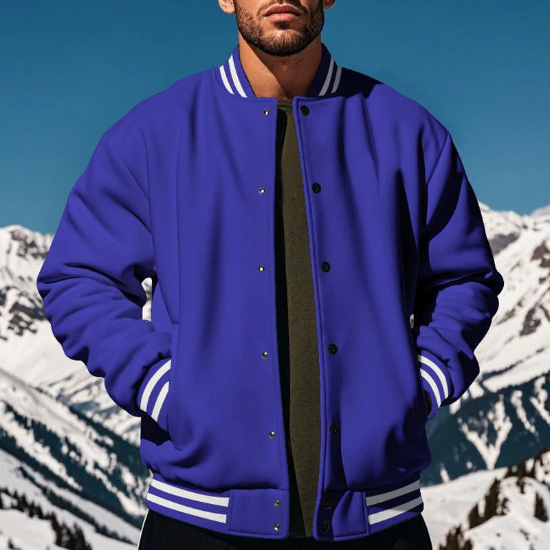 Men's Casal Stand Collar Fleece Sports Baseball Jacket - Image 4