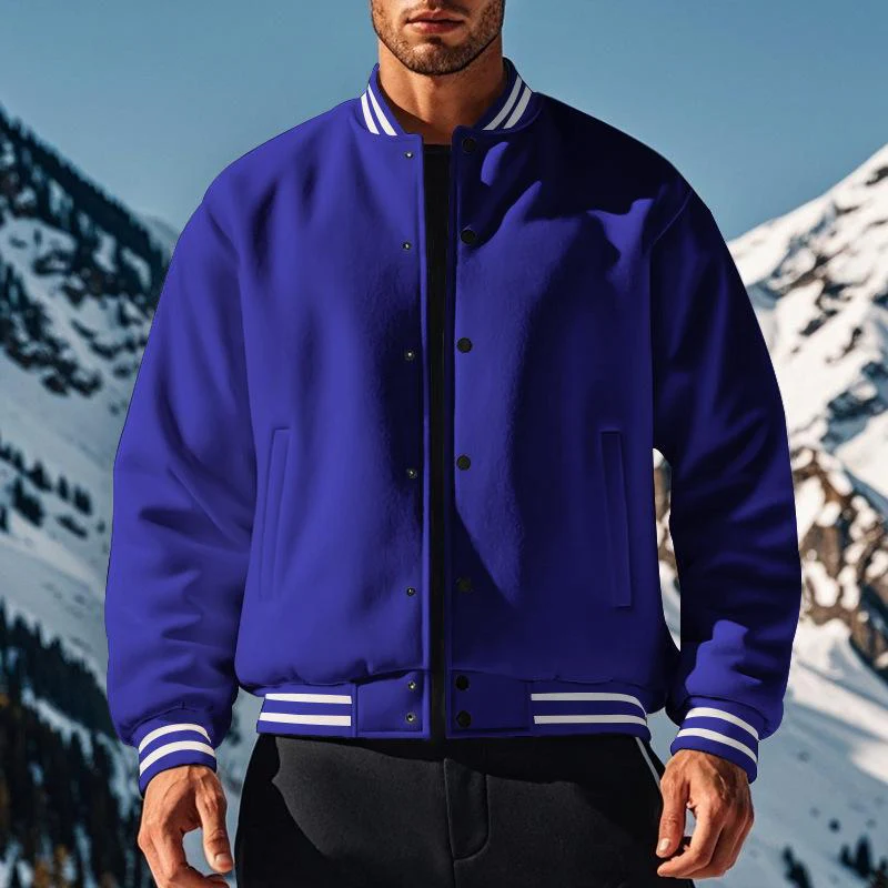 Men's Casal Stand Collar Fleece Sports Baseball Jacket - Image 5