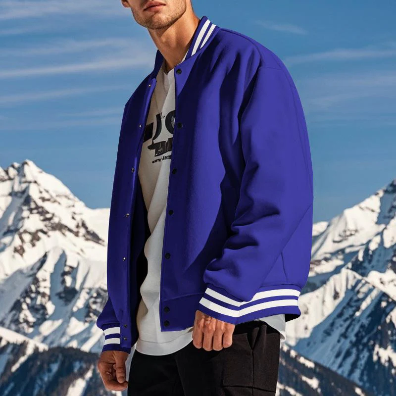 Men's Casal Stand Collar Fleece Sports Baseball Jacket - Image 6